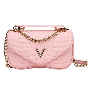 Pink Vegan Leather Crossbody Shoulder Bag